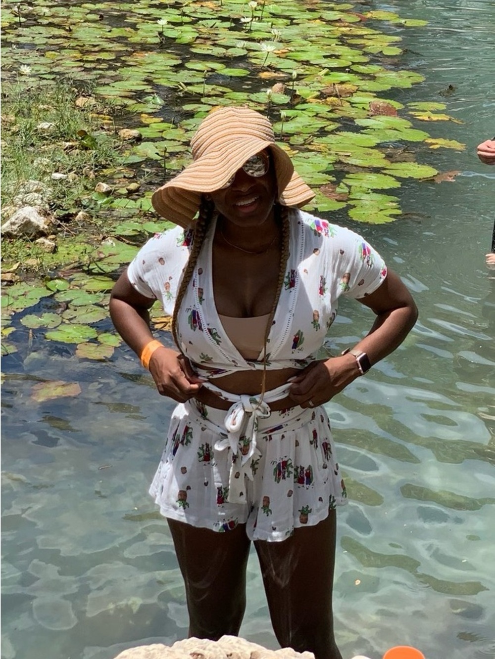 Three Days White Two-Piece Cactus Print Beach Set Sz.M